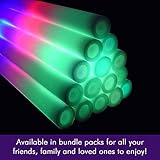 Mr Party King Pack of 100 Custom LED Party Foam Light Sticks Batons for Wedding, Parties, Birthdays, Guests, Party, DJ, Concerts, Festivals, Events, Promotions 3 Color Lighting Modes Batteries 16"