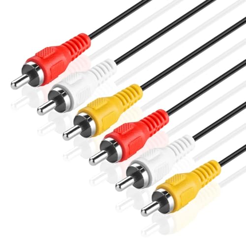 TNP 3 RCA AV Cable - 6 ft Audio Video RCA Cable - 3 RCA Cord Male to Male Connector - Dual Shielded Composite Video Cable Jack Plug for TV, VCR, DVD, Satellite, and Home Theater Receivers