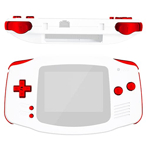 eXtremeRate Chrome Red Replacement Full Set Buttons for Gameboy Advance GBA - Handheld Game Console NOT Included
