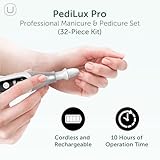 PediLux Pro Professional Manicure Pedicure Kit, Cordless Electric Nail File Drill Set, Thick Toenail Grinder, Toe Nail Dremel Tools, Filer, Buffer, Sander, Remove Cuticles, Callus for Men & Women