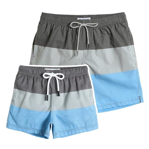maamgic Dad and Son Matching Swim Trunks Quick Dry Father and Son Gifts Board Shorts with Mesh Lining Swim Suits Swimming Trunks (Size Large & Size 5-6 Years)