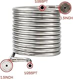 Stainless Steel Counterflow Wort Chiller - Homebrew Craft Beer Wort Cooler Coaxial Heat Exchanger 14' Stainless Steel Beer Cooling Coil Pipe with 2 Out Channel (3/4'' & 1/2'' Thread)