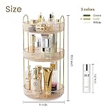 Aveniee 360 Rotating Makeup Organizer for Vanity, Skincare Perfume Organizers Large, Clear Bathroom Counter Organizer for Cosmetics Lipsticks, Spinning Bathroom Organizer Shelf Holder(3 Tiers, Gold)