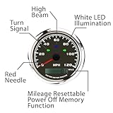 MOTOR METER RACING W PRO Series 6 Gauge Set - 85mm 3-3/8" GPS Speedometer with Turn Signal High Beam & Tachometer 52mm 2-1/16" Volt, Fuel Level, Water Temperature & Oil Pressure Black Dial White LED