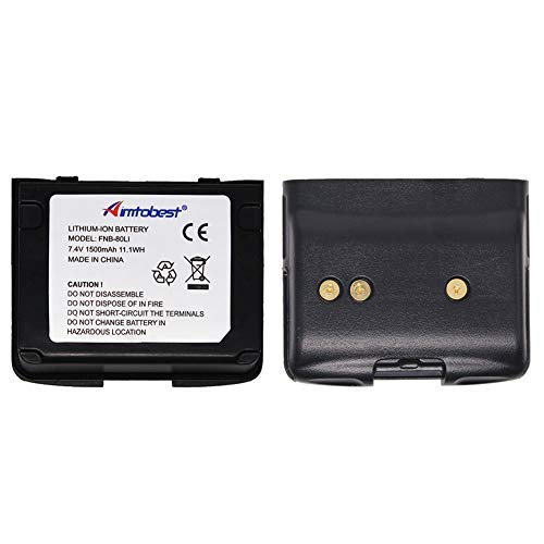 Aimtobest FNB-80Li FNB-58Li 1500mAh Li-ion Battery Compatible for Vertex Radio VX-5R VX-6R VX-7R VXA-700 VXA-710 Standard Horizon HX460S HX470S HX471 HX471S SBR-40Li (2 Pack)