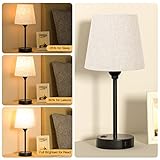 Mini Bedside Lamps for Bedrooms Set of 2 - Nightstand Bedroom Lamps with USB C Port and AC Outlet Charging, Dimmable Touch Small Bed Side Table Lamp, Black Night Stand Light for Kids/Guest Room