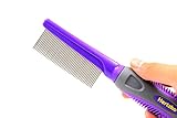 Hertzko Long Teeth Pet Hair Fur Comb - Perfect Brush for Dog and Cat Grooming - Pet Hair Remover & Dog Grooming Kit (Short and Long Teeth)