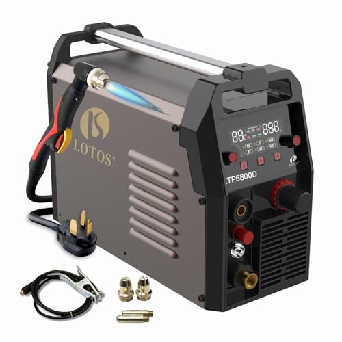 LOTOS LTP5800D 58A Plasma Cutter 5/8" 16mm Clean Cut 3/4" 20mm Severance Cut, 15% Boost Cutting Speed, Non-Touch Pilot Arc Plasma Metal Cut Machine, Plasma Cutting Equipment, Dual Voltage 110V 220V