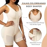 SHAPERX Tummy Control Shapewear for Women Fajas Colombian Post-Surgery Full Body Shaper Bodysuit with Butt Lift and Compression, SZ7302-Beige-2XL