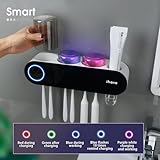 iHave Toothbrush Holders for Bathrooms, UV Toothbrush Sanitizer and Holder Smart Home Bathroom Accessories, 3 Cups Electric Toothbrush Holder Wall Mounted with Toothpaste Dispenser Bathroom Decor