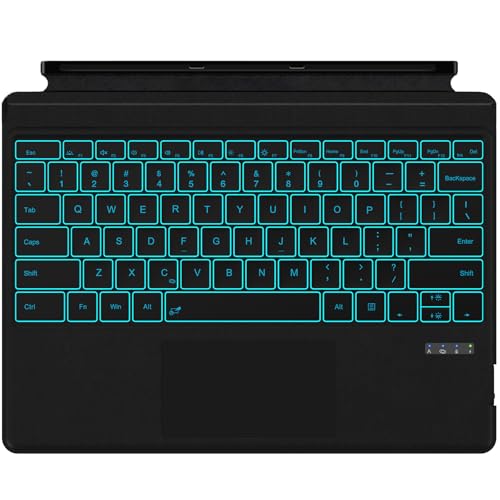 Surface Pro 7 Keyboard for Microsoft Surface Pro 7+/7/6/5/4/3, Surface Keyboard Bluetooth Type Cover with 7 Colors Backlit, Sleep/Wake Function, Touchpad, Rechargeable Battery