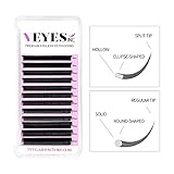 VEYES INC Ellipse Flat Lash Extension 0.15/0.20 | C/CC/D Curl | 8-20mm Mix & Single Length Tray, Professional Eyelash Extension Supplies, Matte Black (0.20 CC 8-16mm)