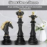 Yuxung 3 Pcs Large Chess Statue Decor Set King Queen Knight Chess Piece Decor Sculpture Ornament Collectible Figurine for Home House Office Desk Table Cabinet Arrangement Gift