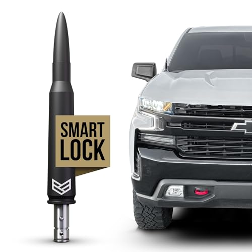 RONIN FACTORY Bullet Antenna Chevy Silverado & GMC Sierra Trucks - 50 Cal Truck Antenna Accessories - Anti Theft - Carwash Safe - Short Replacement Antenna for Truck (SmartLock)