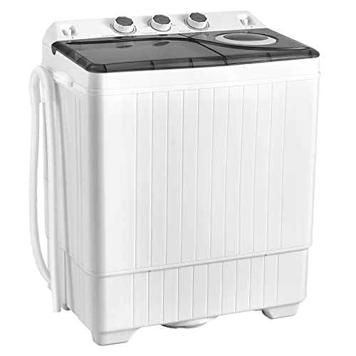COSTWAY Twin Tub 26lbs Capacity Laundry Washer Portable Washing Machine, 18lbs, Grey+White