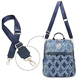 MKP Women Fashion Backpack Purse Jean Denim Handbag Anti-Theft Rucksack Travel College Shoulder Bag with Wristlet