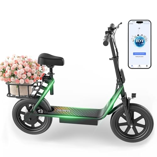 NAVIC T1XR Electric Scooter Adults,27Mile Range,Top Speed 22Mph,750W Peak Motor,14'' Pneumatic Tires,Electric Scooter for Adults,Foldable e Scooter with Back Basket,APP