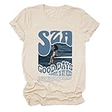 Semisun R&B Shirt Good Days Always in My Mind Women T-Shirts Girl Lonely Looking at The Sea Printed Tees Music Lovers Tops