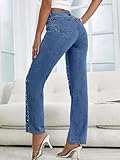 Kedera Women's High Waisted Jeans Boyfriend Baggy Straight Leg Casual Denim Pants Trousers Blue