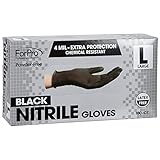 ForPro Professional Collection Disposable Nitrile Gloves, Chemical Resistant, Powder-Free, Latex-Free, Non-Sterile, Food Safe, 4 Mil, Black, Large, 100-Count