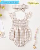 Renotemy Infant Baby Girl Summer Outfits Cute Baby Rompers Girl Gifts Halter Short Sleeve Summer Baby Girl Clothes Baby Girls Rompers 3-6 Months Bowknot