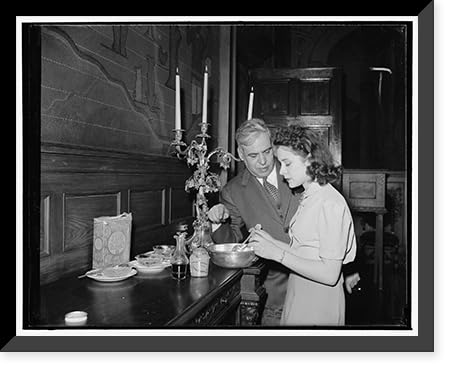Historic Framed Print, Mexican Ambassador teaches daughter art of making salads. Washington, D.C., Nov. 24. Noted in the diplomatic set for his expertness in concocting new salads, Mexican Ambassador Senor Dr., 17-7/8" x 21-7/8"