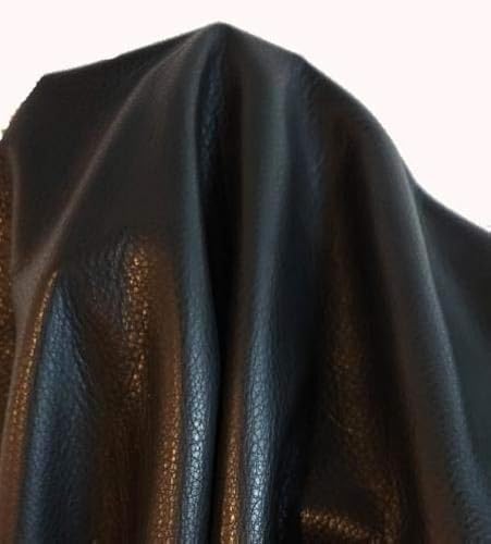 NAT Leathers Black Smooth Fullgrain Nappa Soft Upholstery Chap Cowhide 2.0 oz Genuine Leather Hide Skin 22 to 24 Square Feet (at Least 32"x55") Produced in Italy (Black Smooth 21 sf)
