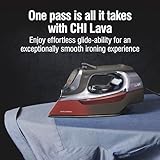 CHI Steam Iron for Clothes with 8’ Retractable Cord, 1700 Watts, 3-Way Auto Shutoff, 400+ Holes, Professional Grade, Temperature Control Dial, Lava Infused Ceramic Soleplate, Black (13113)