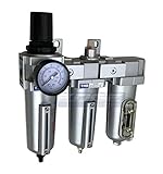 3 STAGE, HEAVY DUTY INDUSTRIAL GRADE FILTER REGULATOR COALESCING DESICCANT DRYER SYSTEM FOR COMPRESSED AIR LINES, METAL BOWLS, GREAT FOR PAINT SPRAY AND PLASMA CUTTER (3/4" NPT, AUTO DRAIN)