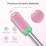 Depvko 10PCS Ceramic Nail Drill Bits, Professional 3/32 inch Electric Manicure Pedicure Drill Bits Nail Tech Set for Acrylic Gel Nails, Efile Cuticle Remover Safety Bit for Nail Drill File, Pink