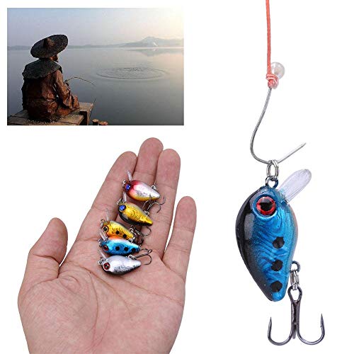 Lure Set, Micro Crankbait Fishing Lure Eyes,Fishing Lure Paint,5Pcs 3cm 3D Holographic Eyes Mini Fishing Lures Floating Micro Bass Bait Crankbait Treble Hook for Bass Trout