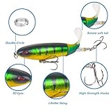 RTGSE 10Pcs Whopper Fishing Lure for Bass Popper Top Water Fishing Lures with Floating Rotating Tail Barb Treble Hooks in Saltwater Freshwater Plopping Lures Kit