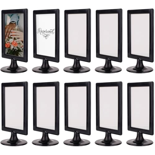 ALBEN Double Sided Standing Picture Frames - (Black, 10 count) 4x6 Inch Pedestal Photo Frame with Inserts and Base - 2 Sided Frame for Vertical Display