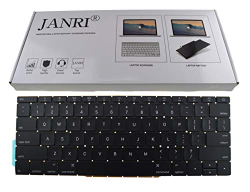 JANRI Replacement US Keyboard Compatible with MacBook Pro 13" inch A1708 Without touchpad bar MacBookPro14,1 MacBookPro13,1 A1708 Late 2016 mid 2017