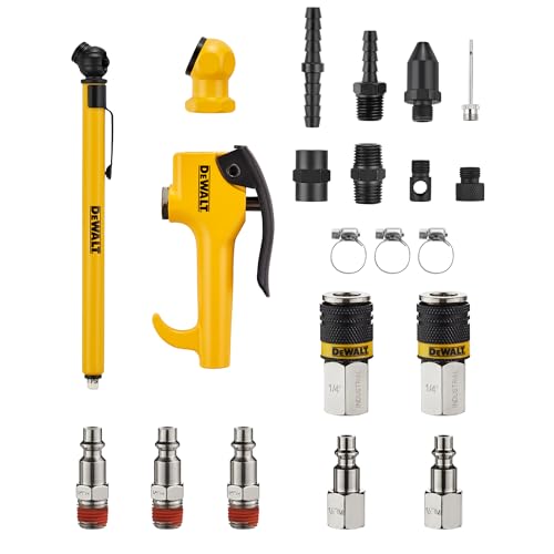 DEWALT Air Compressor Accessory Kit, 21 Pcs - Complete Air Compressor Starter Kit with Rubber Tip, Durable and Versatile Tools for Efficient Air Compressor Operation