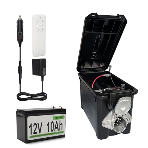 Zuomeng Trailer Light Tester Box with 12V 10Ah Battery and IP68 Waterproof Carrying Case, Wireless Remote Control Operation (7-Way Round Pin Compatibility)