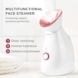 Facial Steamer Self-Care Gift Kit: Nano Ionic Face Steamer Deep Cleaning Unclogs Pores - Home Sauna Spa Humidifier Hot Mist for Women Men Sinus Moisturizing (Rose Gold)