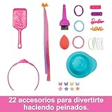 Barbie Totally Hairstyling Doll Head & 20+ Accessories, Color Reveal & Color-Change Pieces, Straight Blonde Neon Rainbow Hair