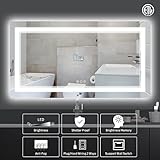 ISTRIPMF 60x28 Inch LED Bathroom Mirror with Lights, Backlit and Front Lighted Bathroom Vanity Mirrors for Wall, Anti-Fog/Dimmable/Memory/Shatterproof/ETL Listed