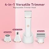 Electric Bikini Trimmer for Women - 4 in 1 Electric Shaver for Women, Waterproof Pubic Hair Trimmer and Facial Hair Remover, Replaceable Razors & Nose Hair Trimmer, Rechargeable Women's Grooming Kit