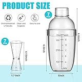 7 Pcs Plastic Cocktail Shaker Set Drink Mixer with Mark Clear Drink Cocktail Shaker and Measuring Jigger Set Ounce Cup Clear for Bar Party Home Use Wine Bar(11.8oz)