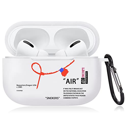 Barn Eleven Compatible with AirPods Pro Case with Keychain Hot Sports Shoes Brand Creative Painted Soft Cover (White)