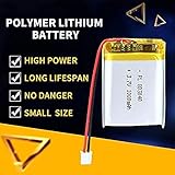 LJHLR 3.7V 1000mAh 803040 Lipo Battery Rechargeable Lithium Polymer Ion Battery Pack with JST Connector