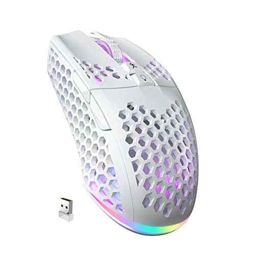 SOLAKAKA SM600 White Wireless Gaming Mouse,8000 DPI Tri-Modes BT5.1/Type-C Wired/2.4G Wireless Mouse with 2 Side Buttons, Programmable Macro Gamer Mouse with RGB Light for Laptop/PC/Mac