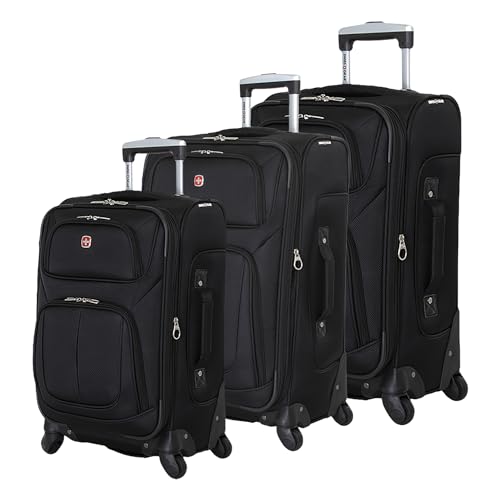 SwissGear Sion Softside Expandable Luggage, Black, 3-Piece Set (21/25/29)