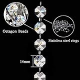 99ft Acrylic Crystal Garland Strands - Hanging Chandelier Gem Bead Chain - 14mm Clear Octagon Prism Diamond String Decorations for Wedding Party Manzanita Centerpiece Christmas Tree