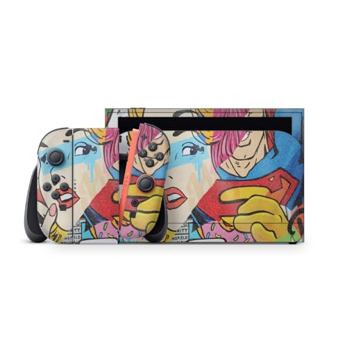 Glossy Glitter Gaming Skin Compatible with Nintendo Switch 2 Premium Kit - Cartoon Mania - Premium 3M Vinyl Protective Wrap Decal Cover - Easy to Apply | Crafted in The USA by MightySkins
