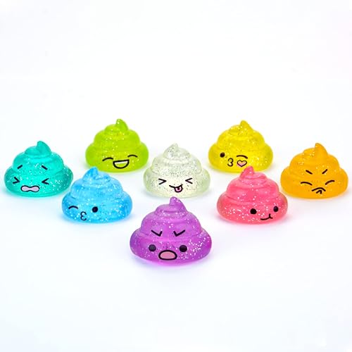 Unicorn Poop Toys - Bulk Unicorn Party Favors - 50 Pcs - Glitter Poop Emoji Party Supplies - Shimmering Unicorns Rainbow Emoji Mini Toy - Vending Machine Toy Refills