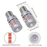 Eluseastar S25 P21/5W BAY15D LED Bulbs Red Built in Resistor with 6000LM Extremely Bright for Car Brake Tail Light, 2 Pack