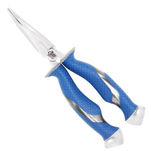 CUDA 8.5" Bent Needle Nose Pliers | Durable Steel Titanium Bonded Fishing Wire, Mono & Fluorocarbon Cutter with Non-Slip Cuda Grips | for Saltwater & Freshwater Use